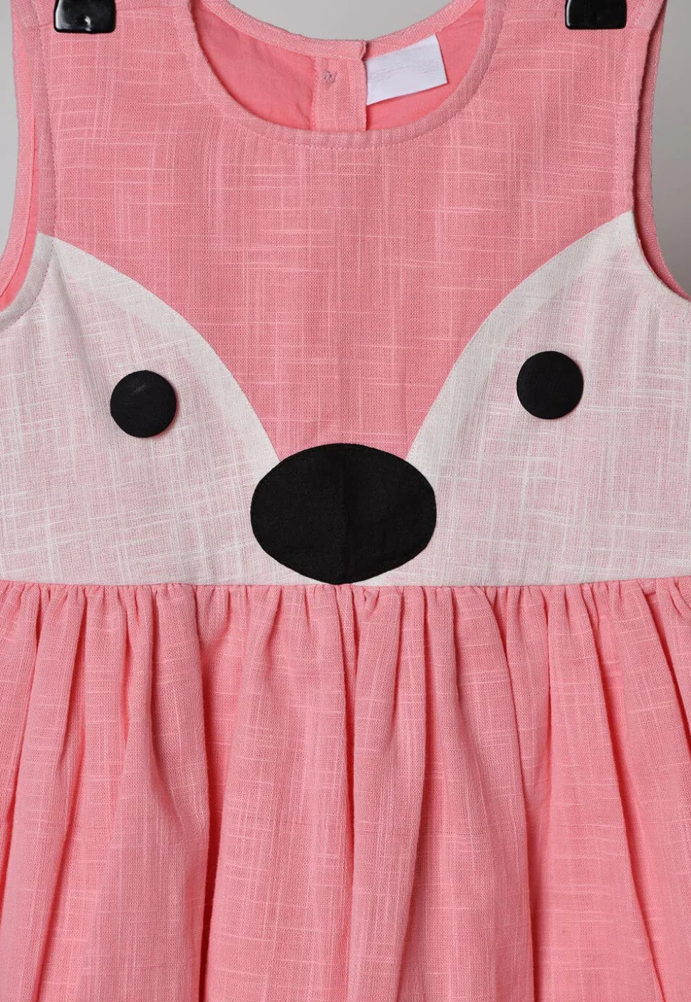 Contrast Trim Cotton Dress in Light Peach