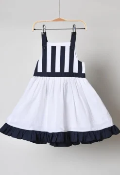 Contrast Trim Cotton Dress in Black and White