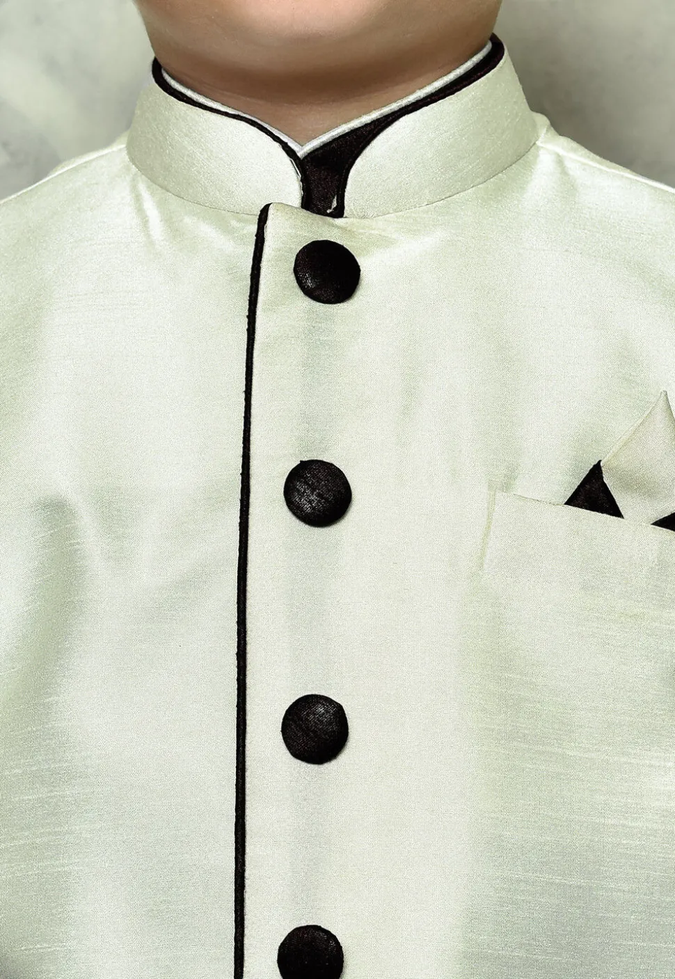 Contrast Trim Dupion Dhoti Kurta Jacket in Wine and Off White