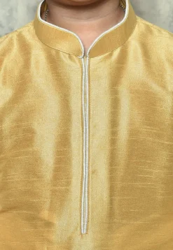 Contrast Trim Dupion Silk Dhoti Kurta in Beige