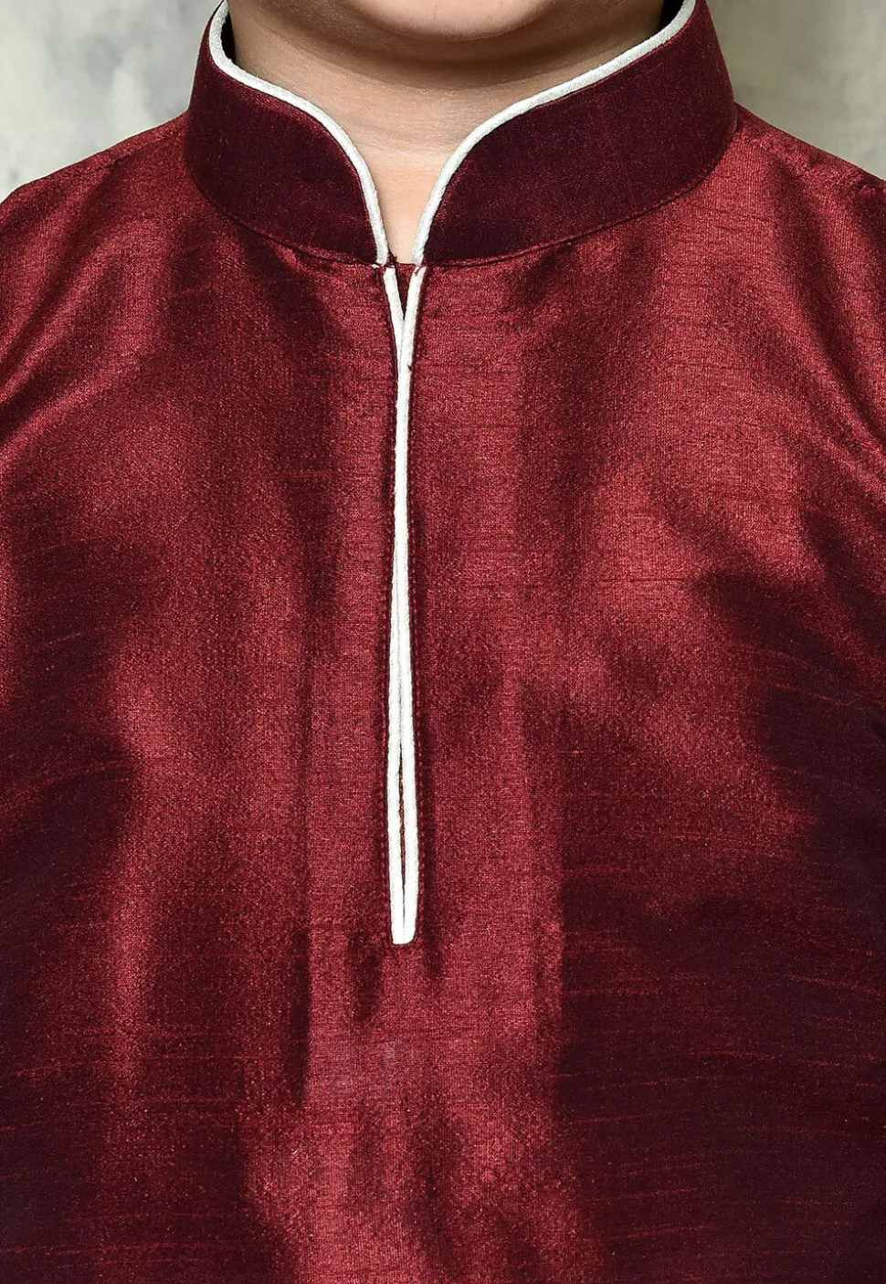 Contrast Trim Dupion Silk Dhoti Kurta in Maroon