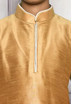 Contrast Trim Dupion Silk Dhoti Kurta in Beige