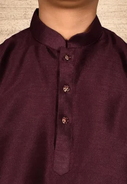 Contrast Trim Dupion Silk Kurta Set in Light Blue