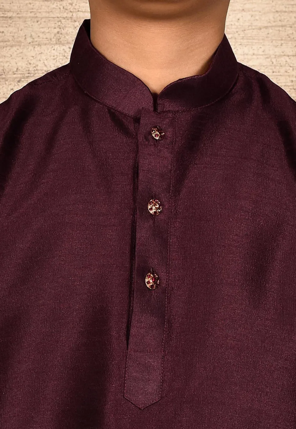 Contrast Trim Dupion Silk Kurta Set in Light Blue