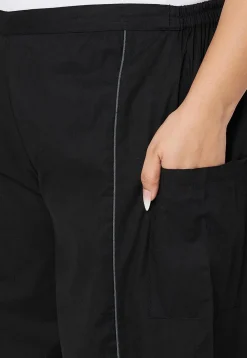 Contrast Trim Pure Cotton Trouser in Black