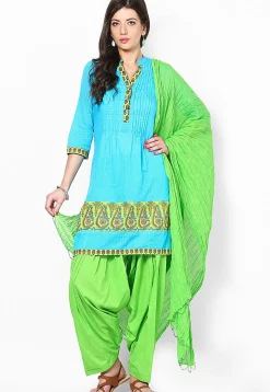 Cotton Patiala with Dupatta in Light Green