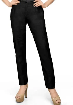 Cotton Silk Straight Pant in Black