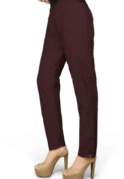 Cotton Silk Straight Pant in Wine