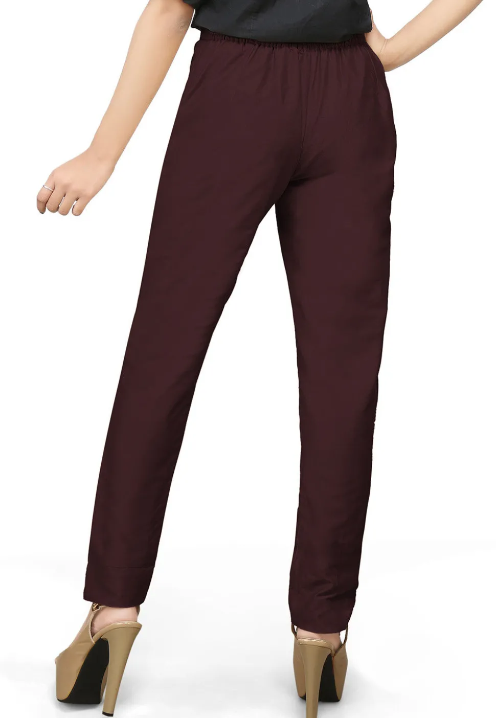 Cotton Silk Straight Pant in Wine