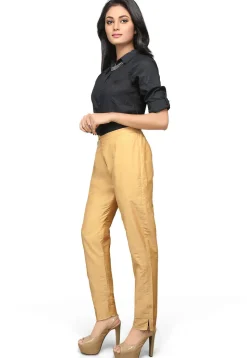 Cotton Silk Straight Pant in Beige