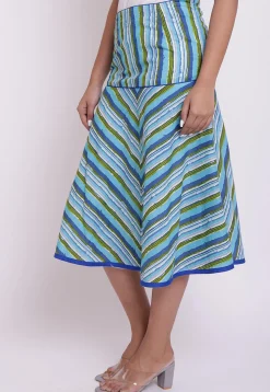 Dabu Printed Cotton A Line Skirt in Multicolor