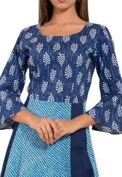 Dabu Printed Cotton Kurta in Blue