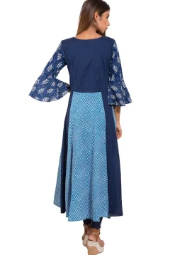 Dabu Printed Cotton Kurta in Blue