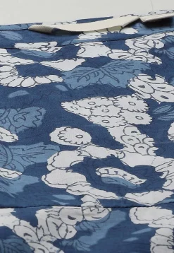Dabu Printed Cotton Maxi Dress in Dark Blue