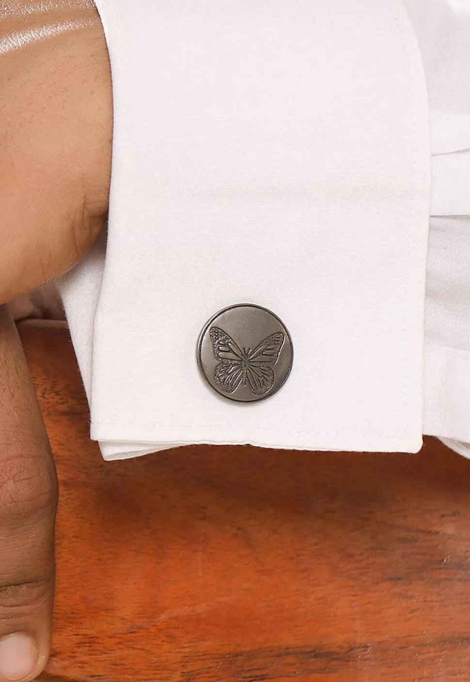 Dainty Butterfly Metallic Cufflink Pair