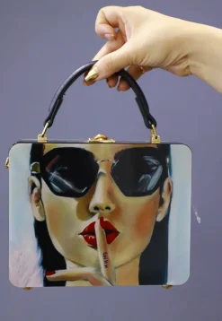 Digital Printed Acrylic Square Clutch Bag in White