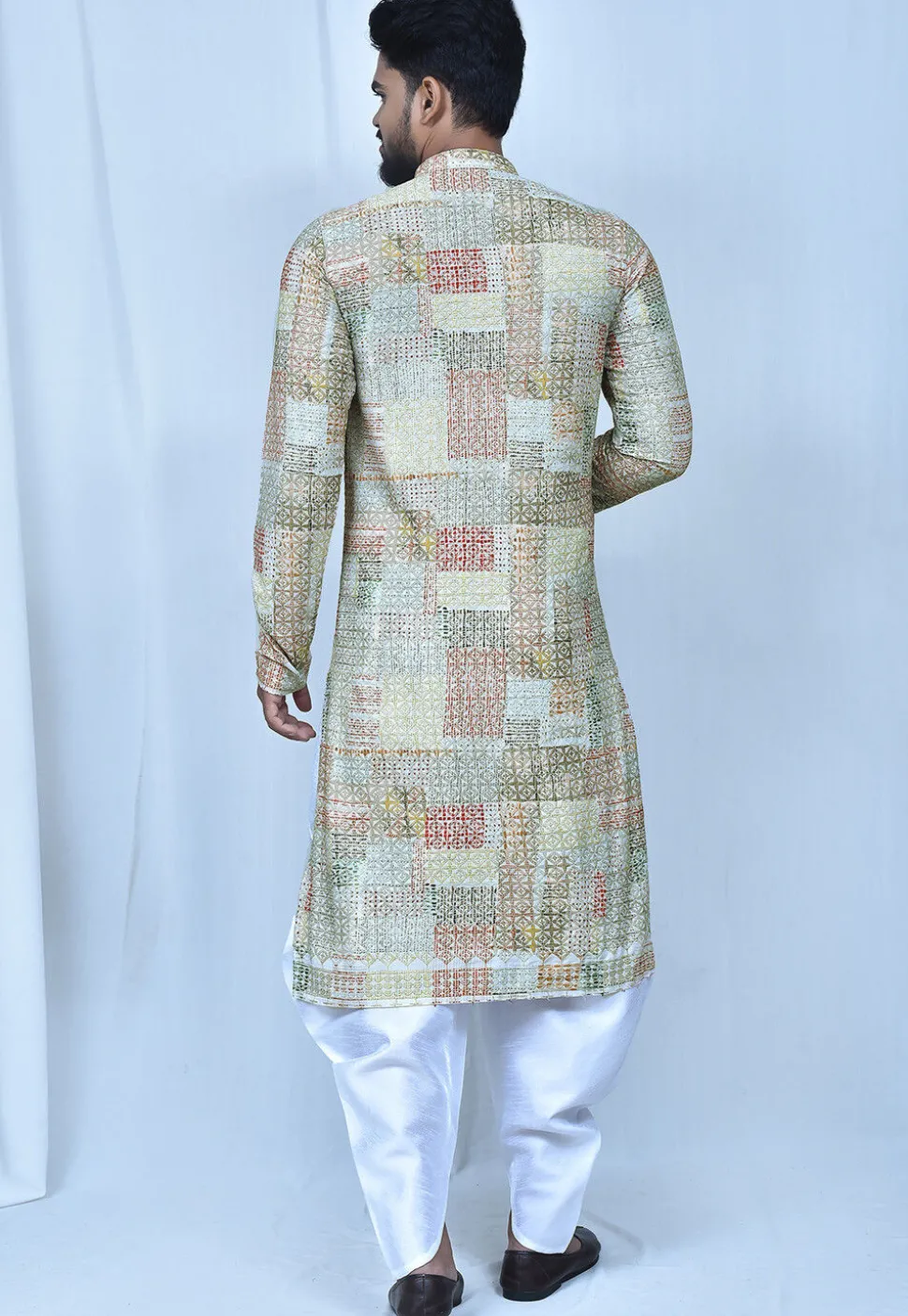 Digital Printed Art Silk Dhoti Kurta in Multicolor