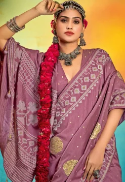 Digital Printed Art Silk Saree in Purple