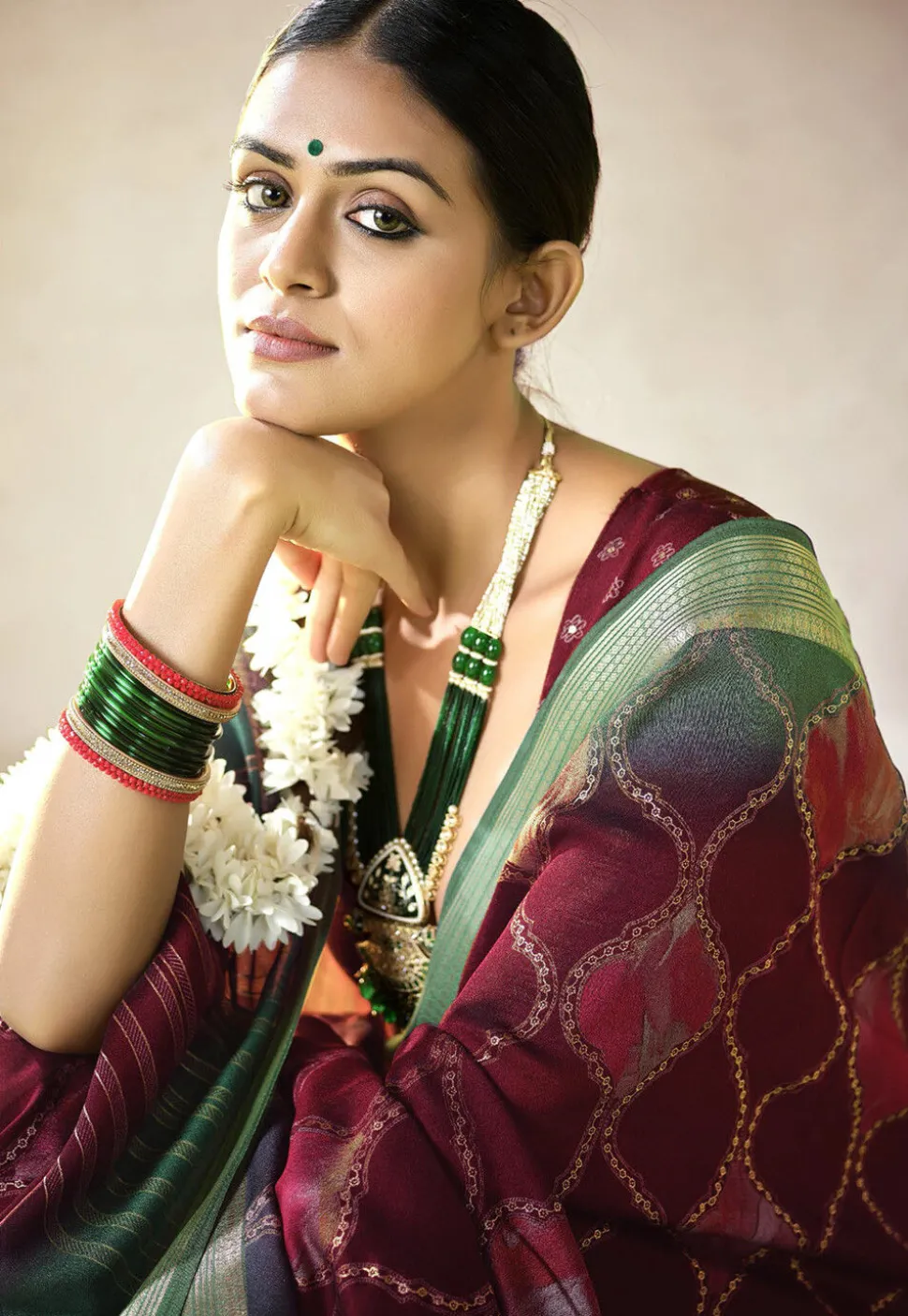 Digital Printed Art Silk Saree in Maroon