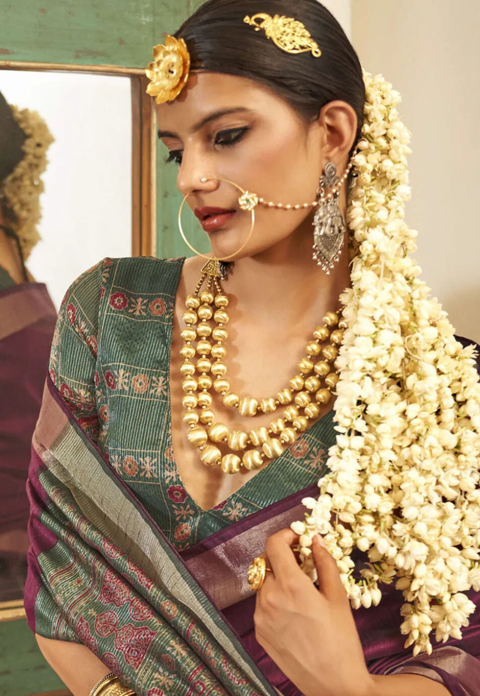Digital Printed Art Silk Saree in Purple