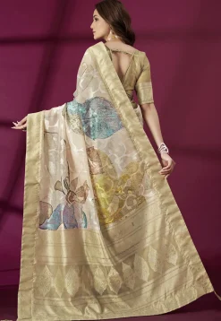 Digital Printed Art Silk Saree in Green