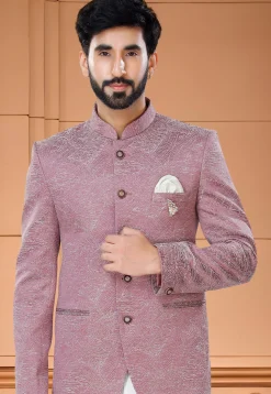 Digital Printed Art Silk Jodhpuri Suit in Pink