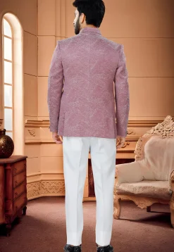 Digital Printed Art Silk Jodhpuri Suit in Pink