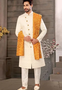 Digital Printed Art Silk Dupatta in Mustard