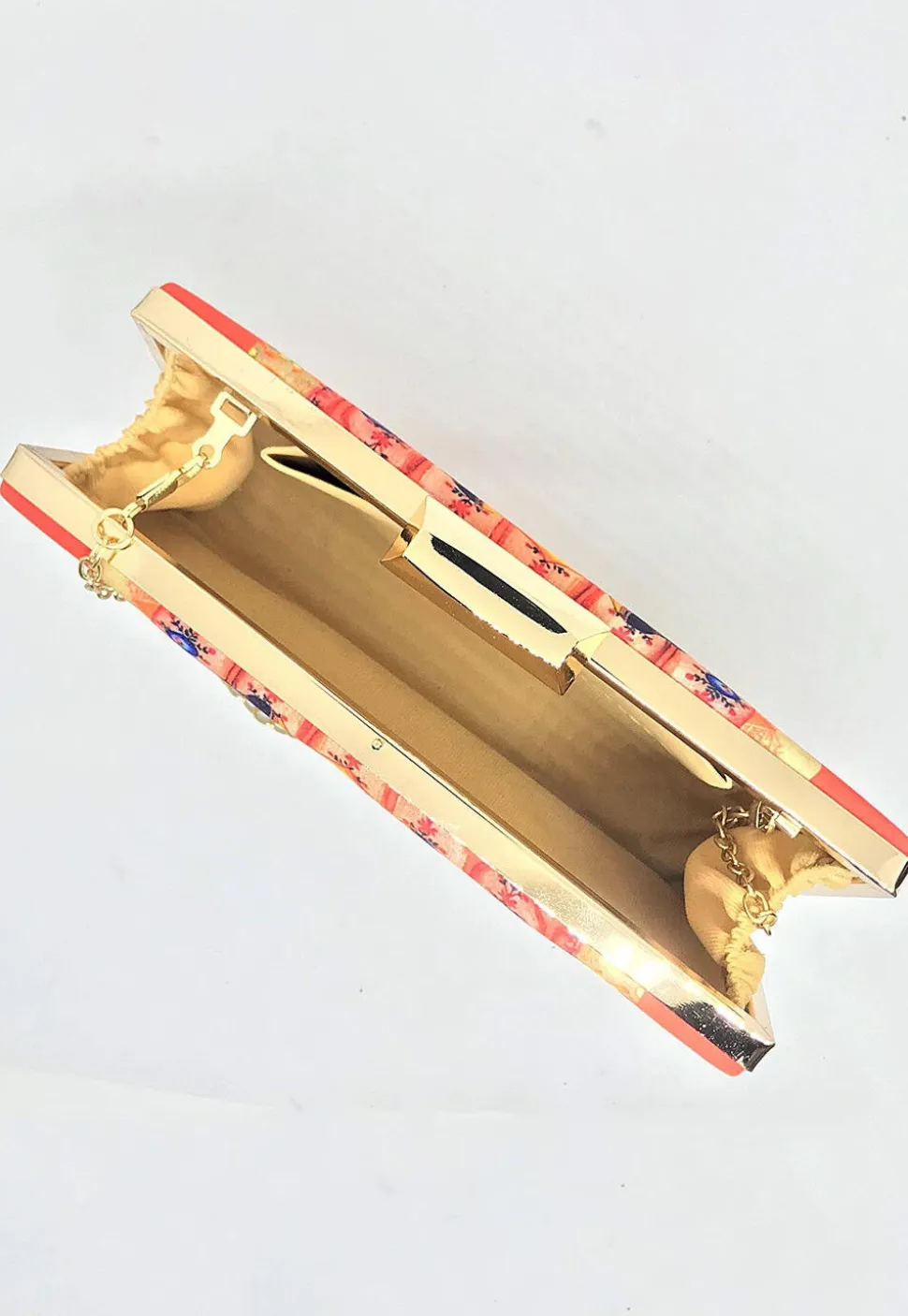Digital Printed Art Silk Rectangular Clutch Bag in Multicolor