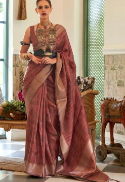 Digital Printed Art Silk Saree in Brown