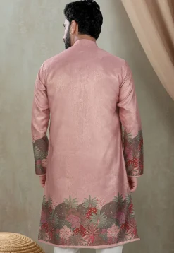 Digital Printed Art Silk Kurta in Purple