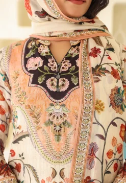 Digital Printed Art Silk Pakistani Suit in Off White