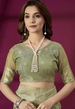 Digital Printed Art Silk Saree in Dusty Green
