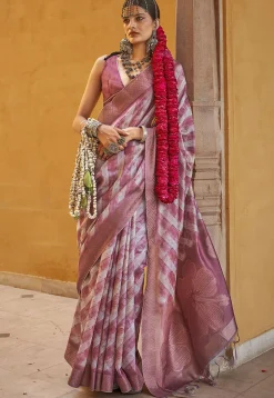 Digital Printed Art Silk Saree in Pink