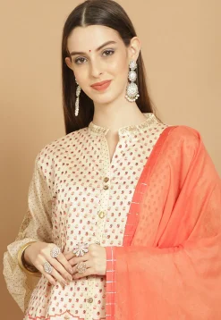 Digital Printed Art Silk Lehenga in Peach