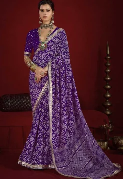 Digital Printed Art Silk Saree in Purple