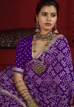 Digital Printed Art Silk Saree in Purple