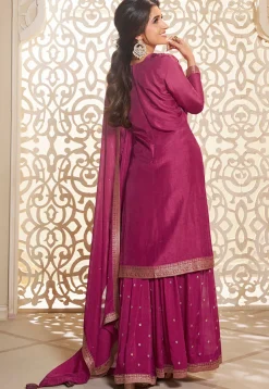 Digital Printed Art Silk Jacquard Pakistani Suit in Pink