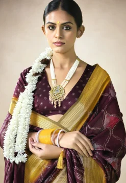 Digital Printed Art Silk Saree in Purple