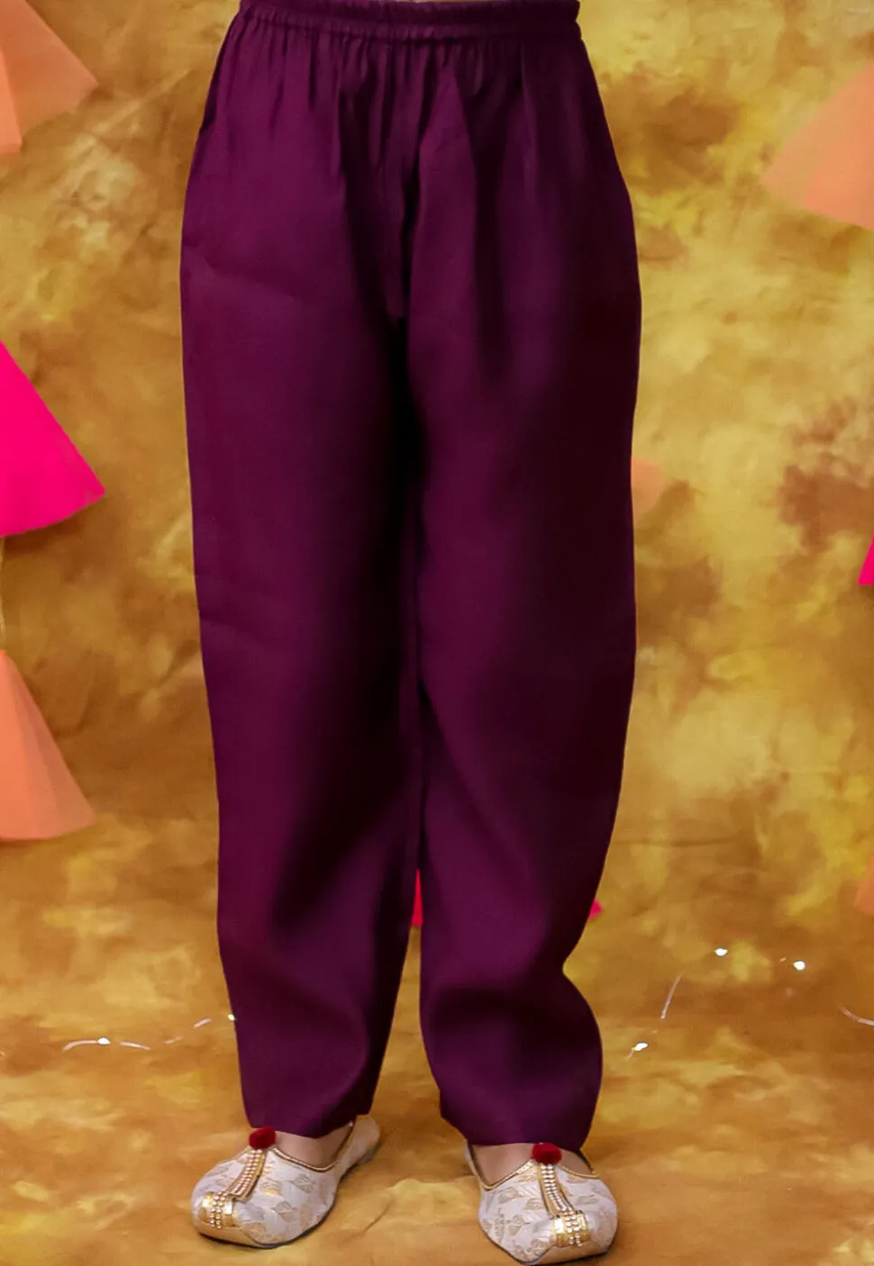 Digital Printed Art Silk Kurta Set in Violet