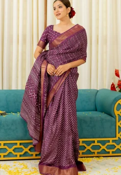 Digital Printed Art Silk Saree in Purple
