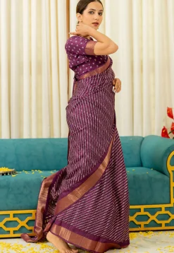 Digital Printed Art Silk Saree in Purple