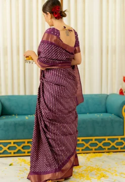 Digital Printed Art Silk Saree in Purple