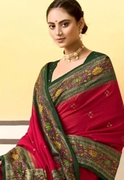 Digital Printed Art Silk Saree in Red