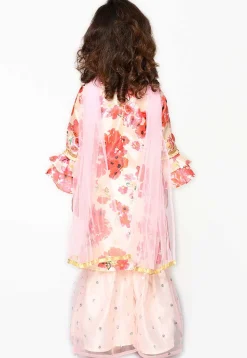 Digital Printed Chanderi Silk Pakistani Suit in Peach