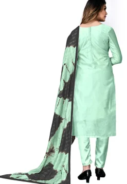 Digital Printed Chanderi Cotton Pakistani Suit in Sea Green