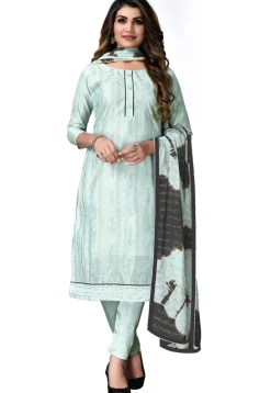 Digital Printed Chanderi Cotton Pakistani Suit in Sky Blue