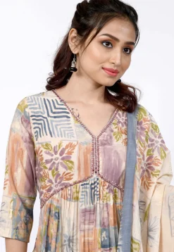 Digital Printed Chanderi Silk Pakistani Suit in Multicolor