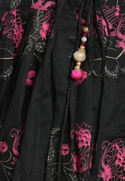 Digital Printed Chantelle Net Lehenga in Black