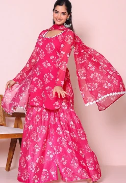 Digital Printed Chiffon Pakistani Suit in Fuchsia